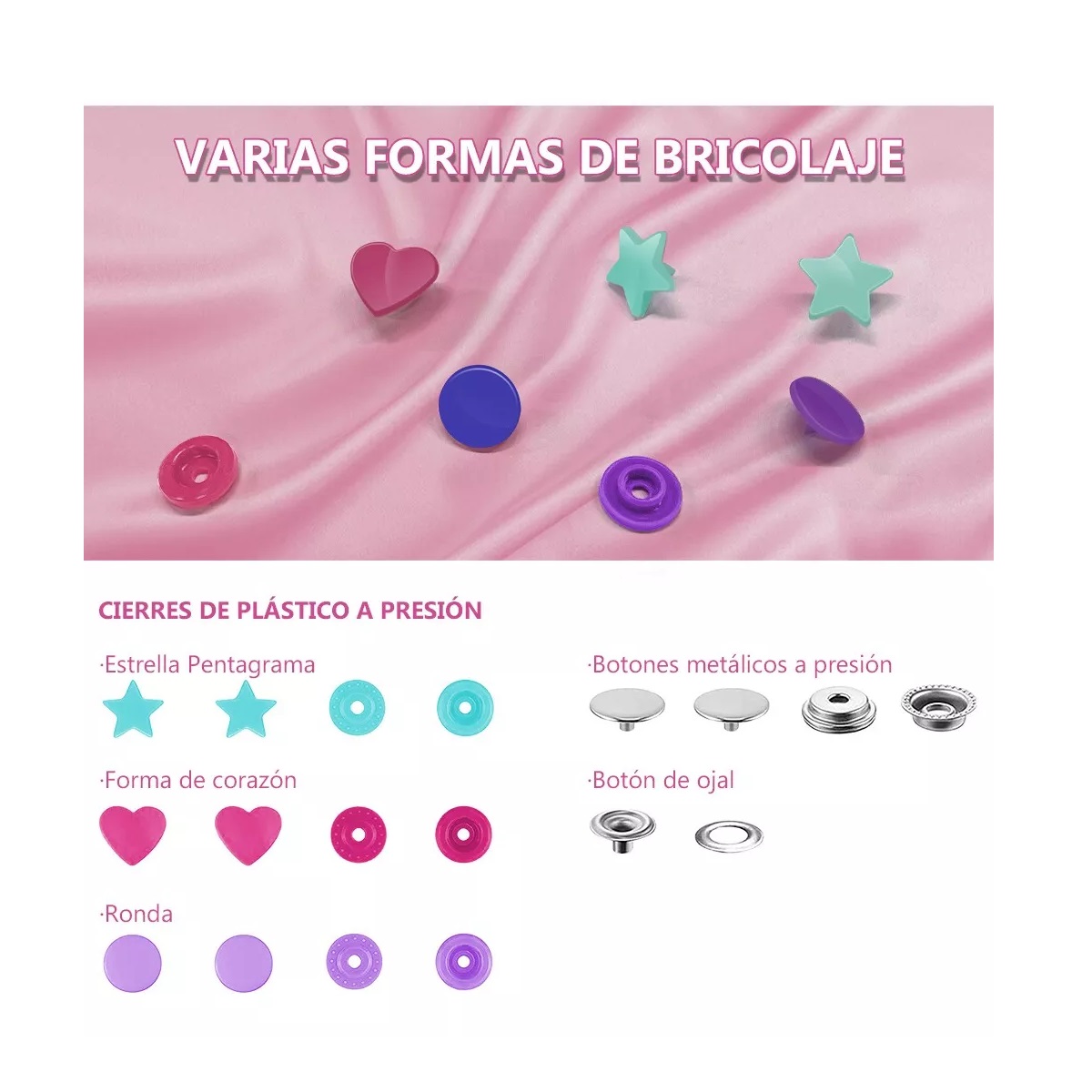 Pinza Kam Botón Presión Broche T5 27 Colores 300 Juegos