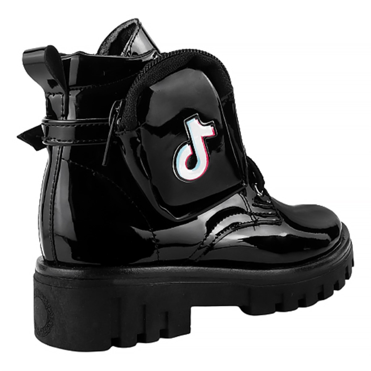 Botas Niña Bolsita Modernas Chunky Charol Negro 6017-cn