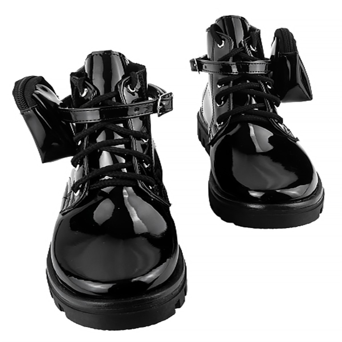 Botas Niña Bolsita Modernas Chunky Charol Negro 6017-cn
