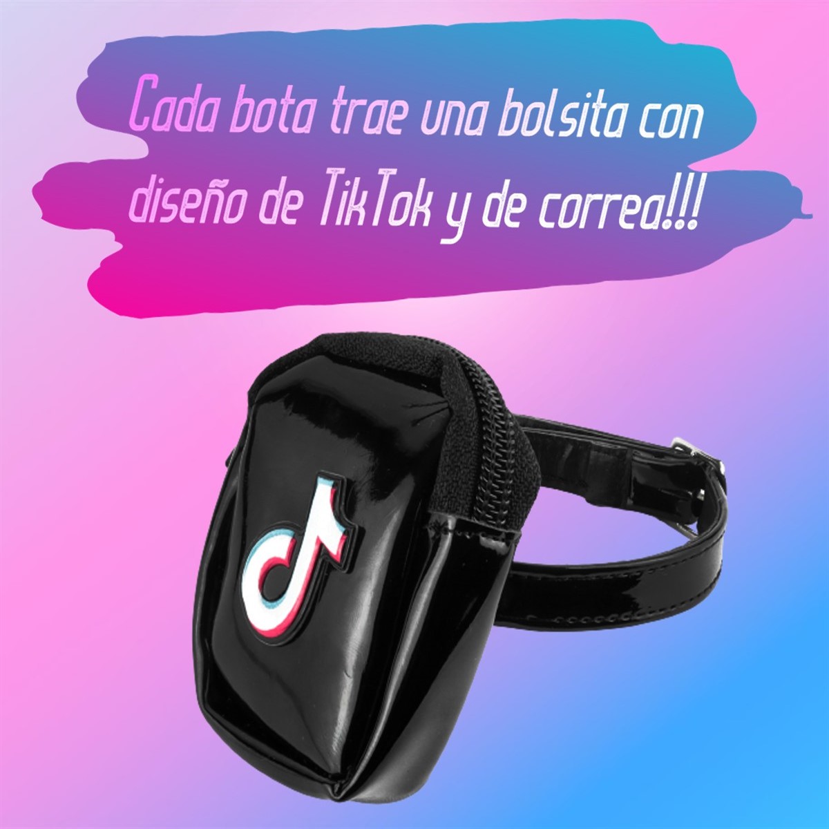 Botas Niña Bolsita Modernas Chunky Charol Negro 6017-cn
