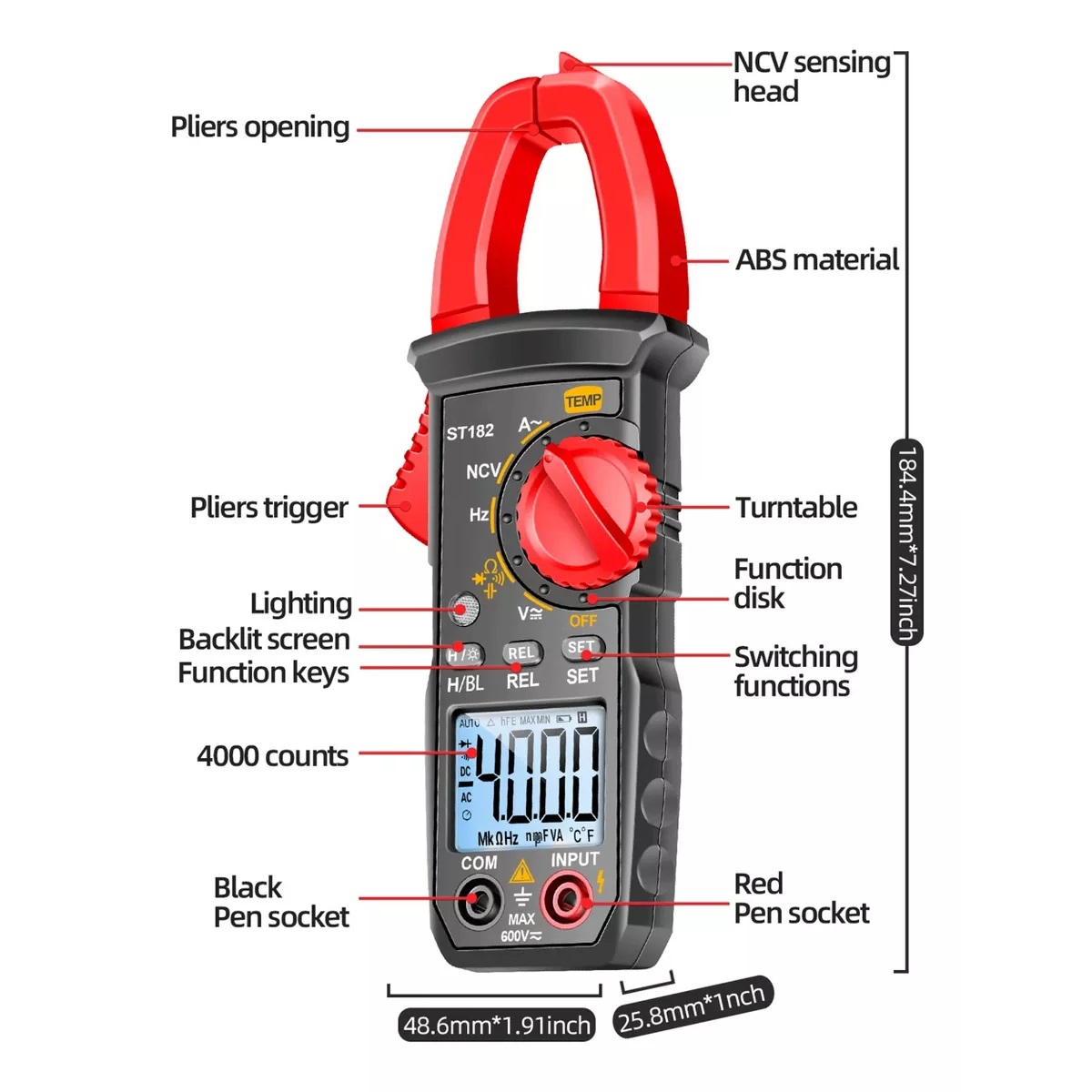 Pinza Amperimetro,multímetro Digital Y Bolígrafo De Medición
