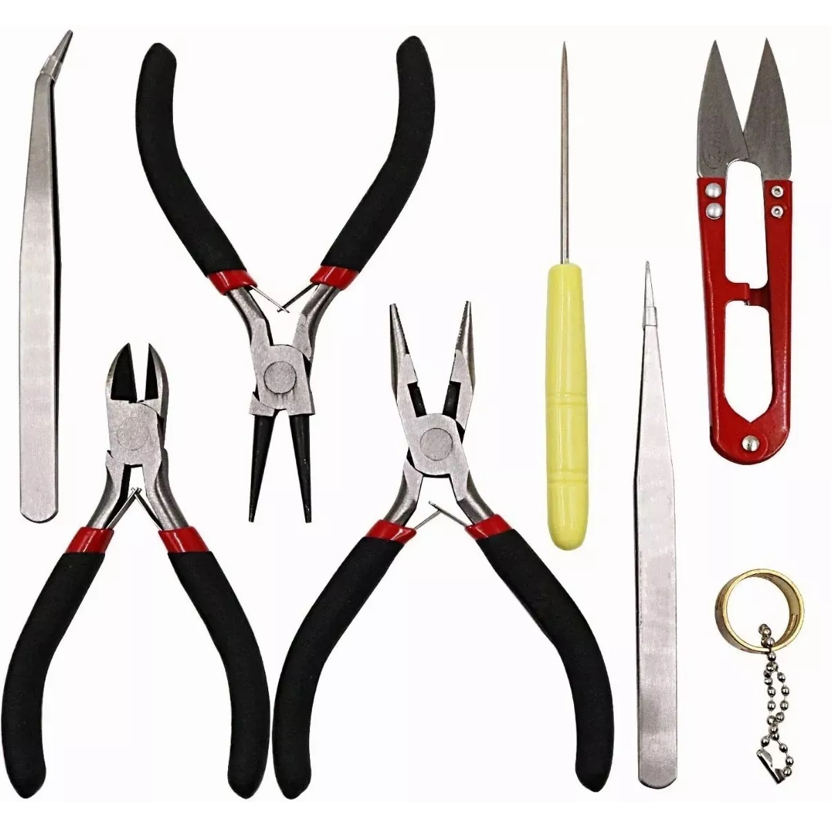 Juego 8 Pinzas Para Bisuteria Joyería Estuche Heramienta