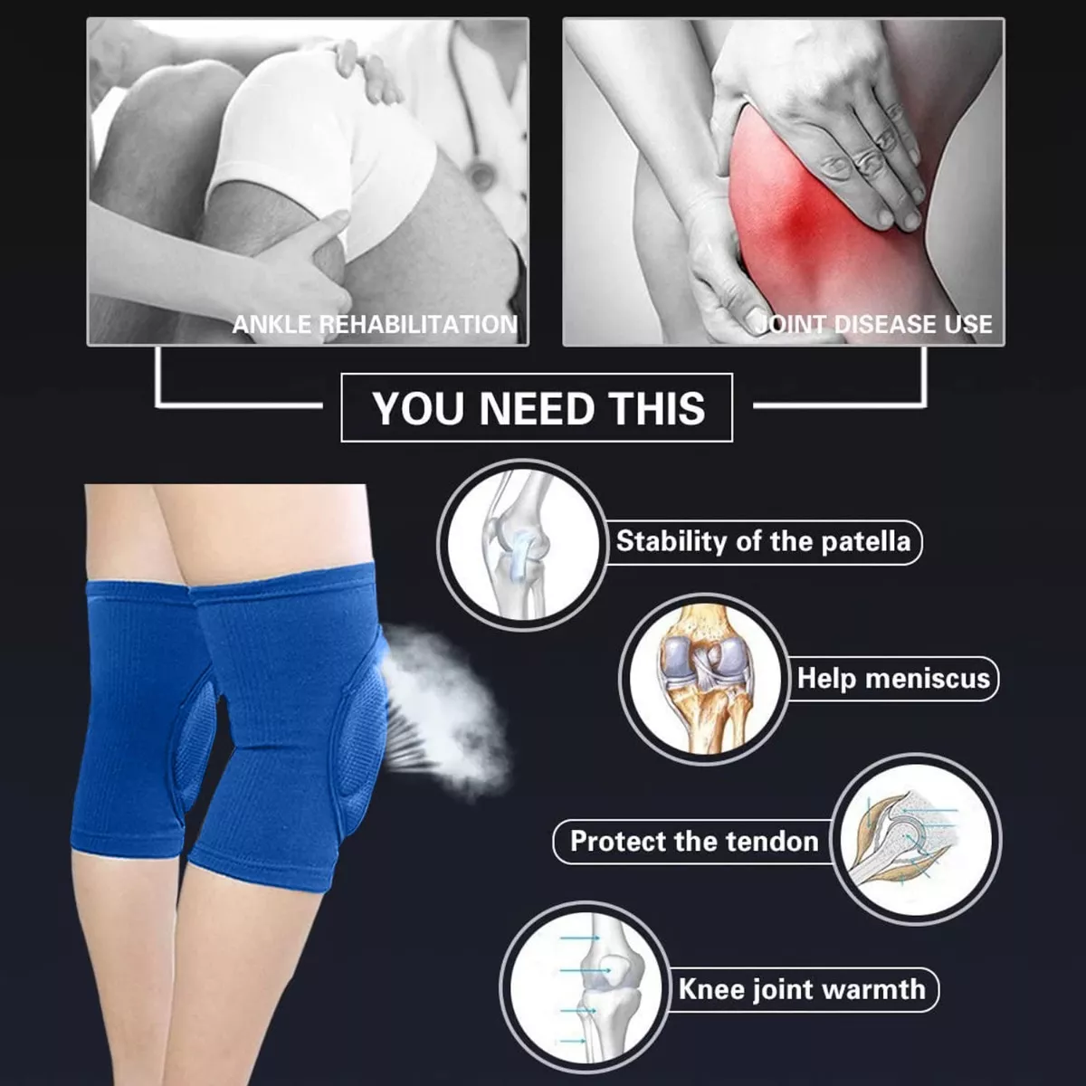 Rodilleras Deportivas Para Vóleibol, Baloncesto O Baile Azul G