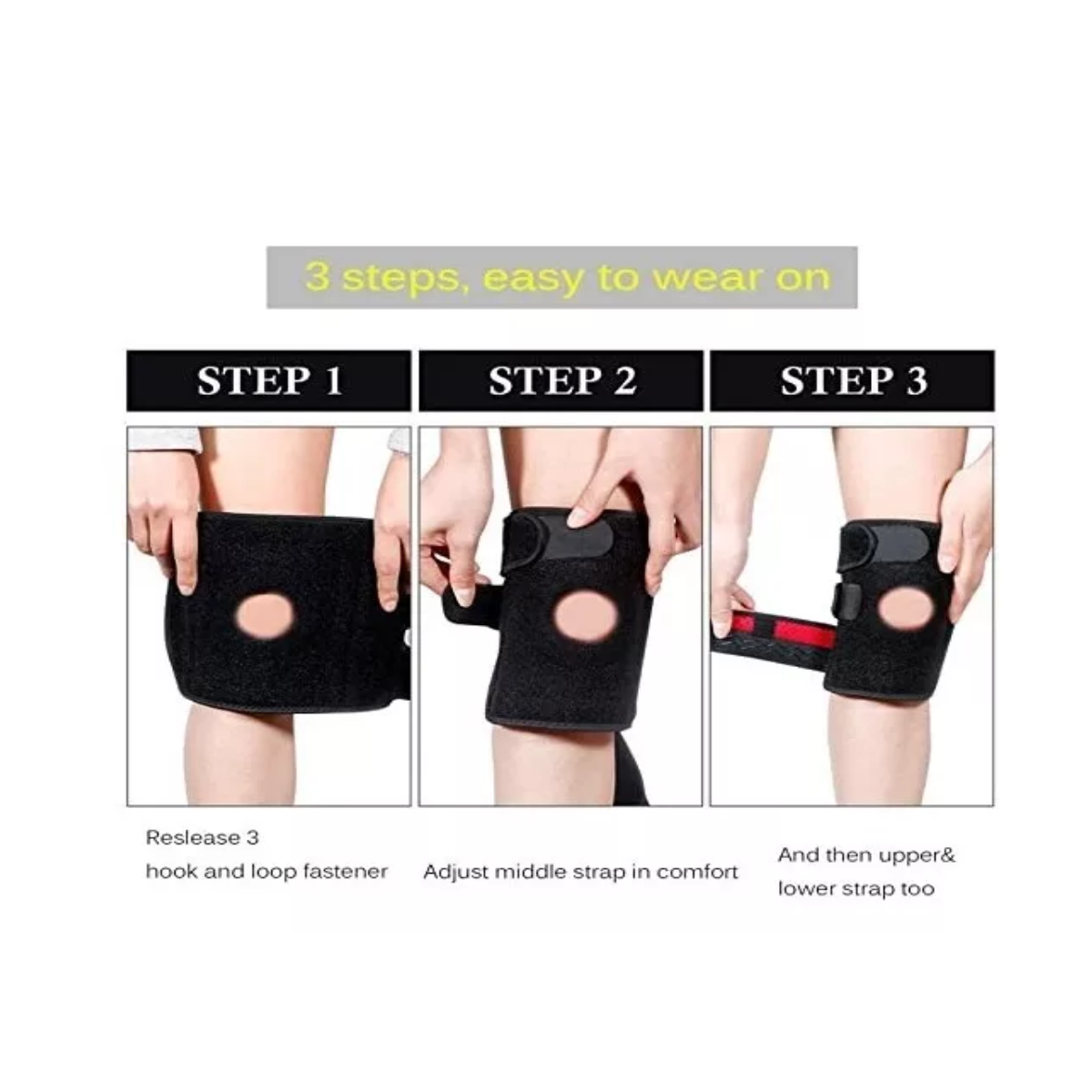 Rodillera Para Desgarros De Menisco, Correr, Lesiones, Recup Negro