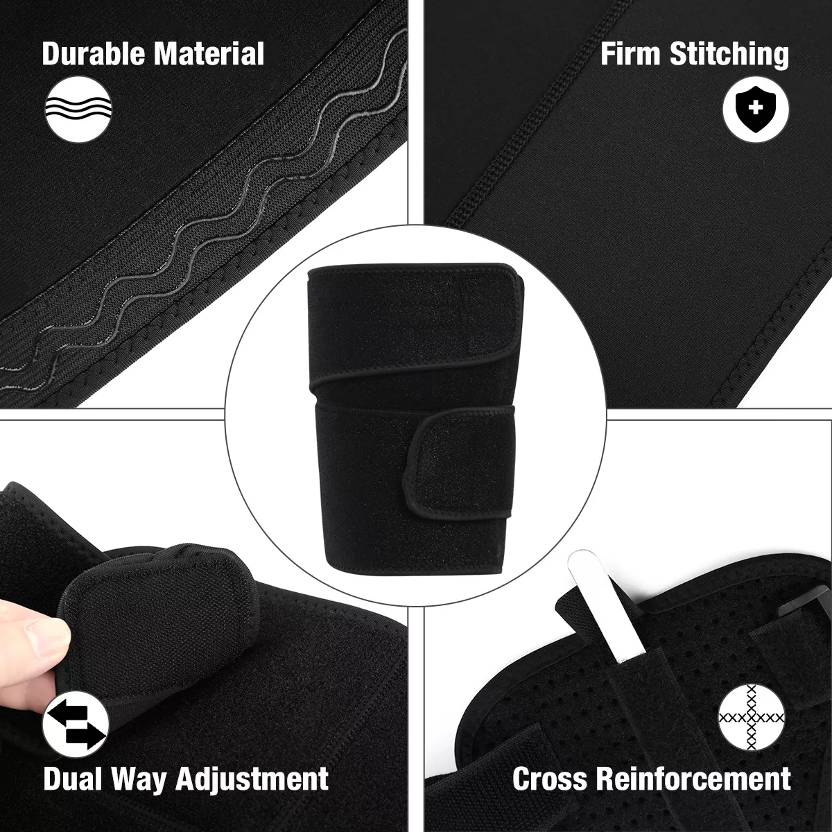 Muslera Deportiva Ajustable De Neopreno Compresion Muslo Negro