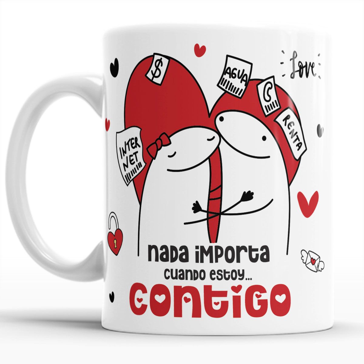 Taza ceramica  flork  Enamorados Diseño que Celebran el Amor set con 4 pzs