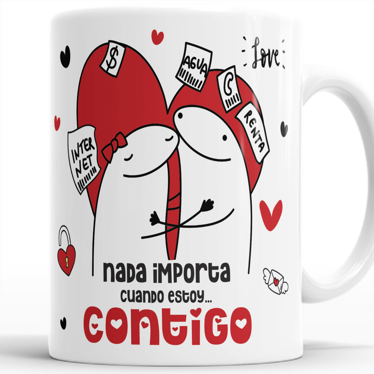Taza ceramica  flork  Enamorados Diseño que Celebran el Amor set con 4 pzs