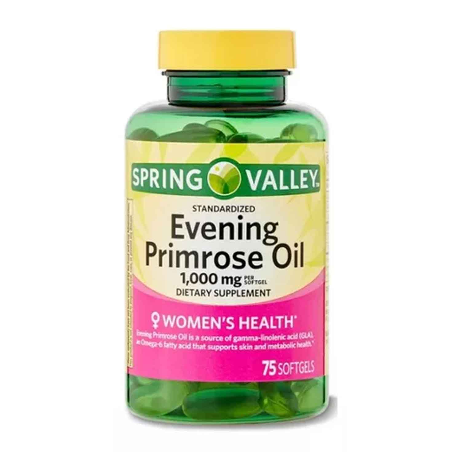 Evening Primrose Oil 1000mg Spring Valley 75 softgels Aceite de Onagra 