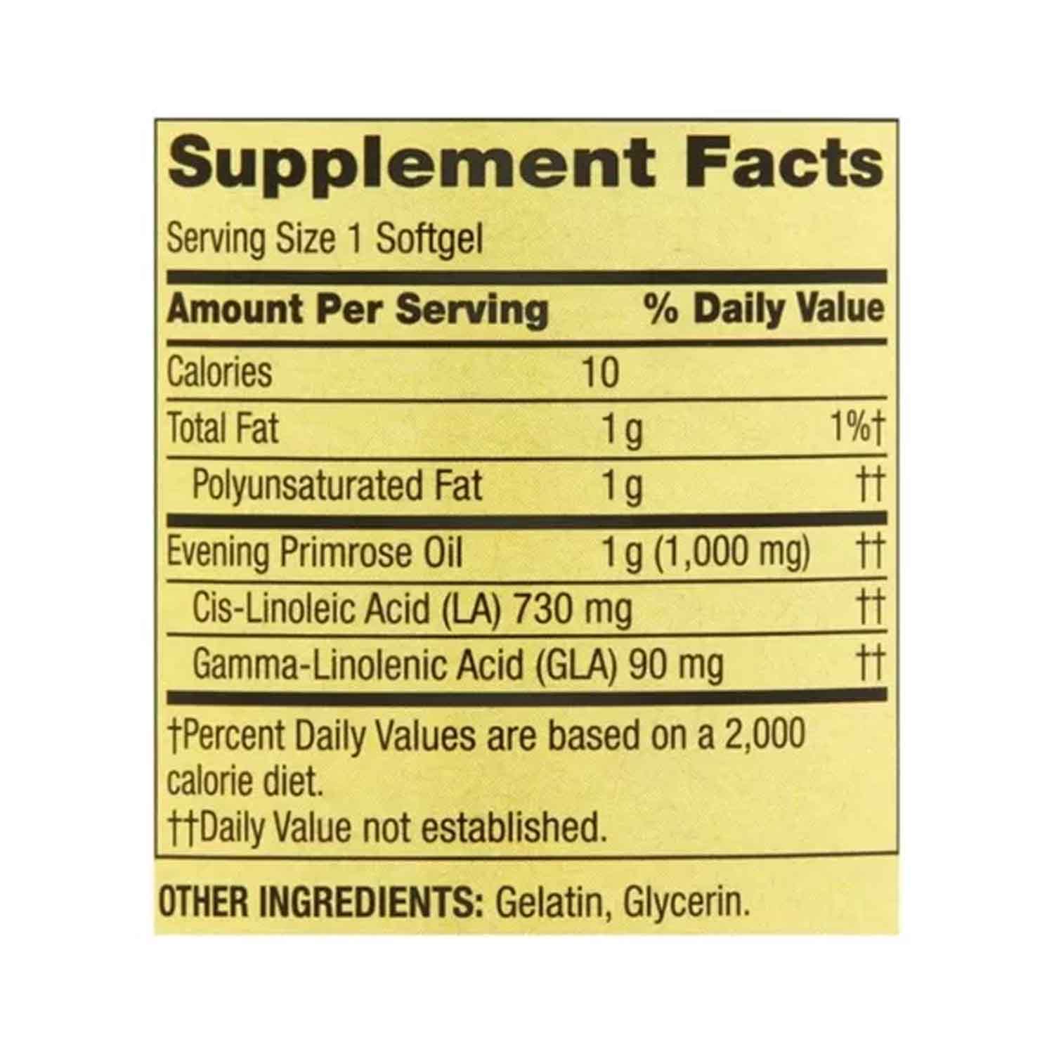 Evening Primrose Oil 1000mg Spring Valley 75 softgels Aceite de Onagra 