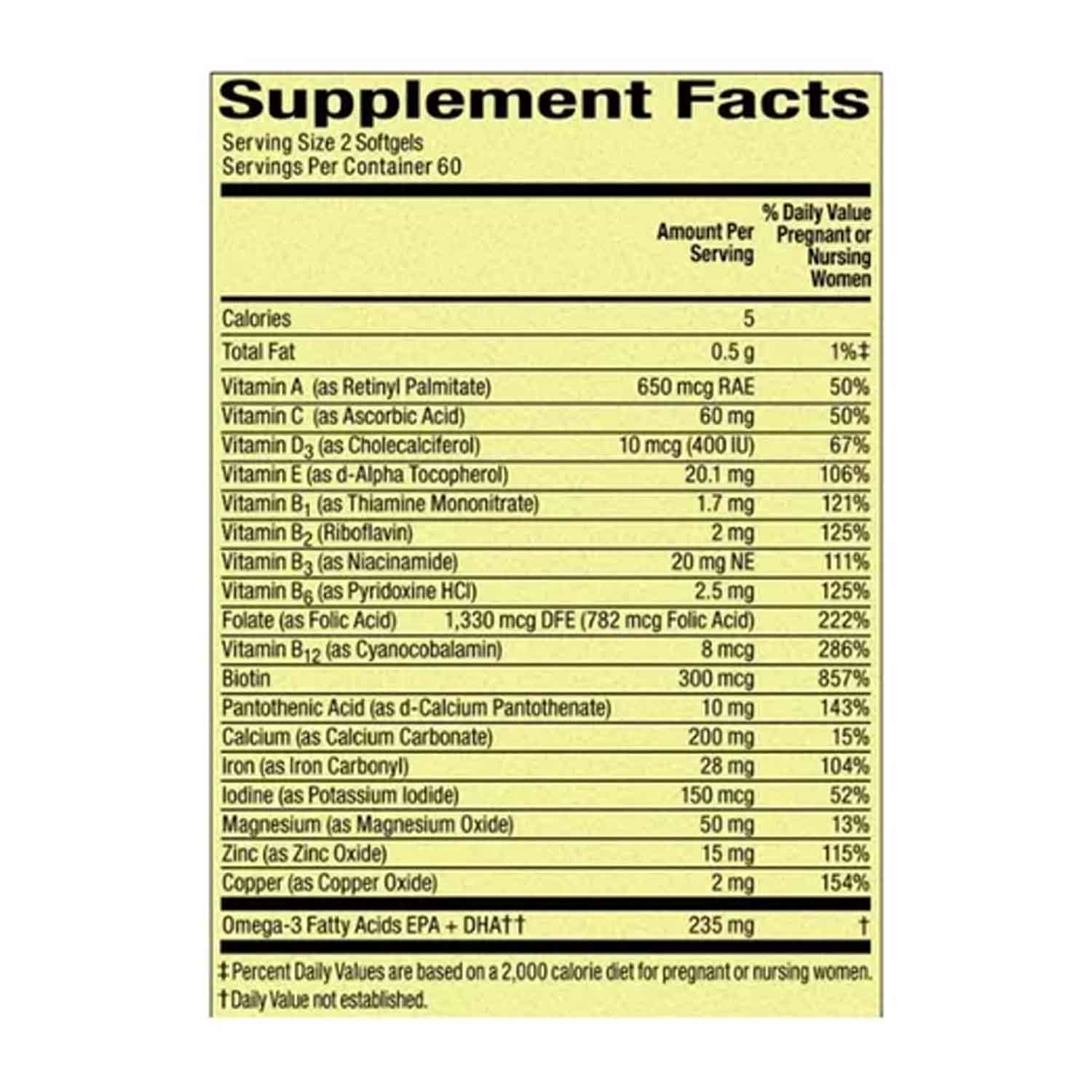 Prental Multivitaminico + DHA + Zinc Spring Valley 120 softgels