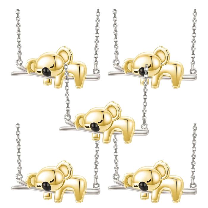 Colgante con Dije de Koala MXKGD-005-1 5Pzas KoalaRama GrisDorado Metal Cadena y Dije, KoalaNeck01