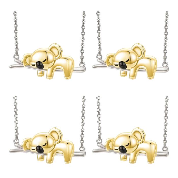 Colgante con Figura de Koala MXKGD-004-5 4Pzas KoalaRama GrisDorado Metal Cadena y Dije, KoalaNeck01