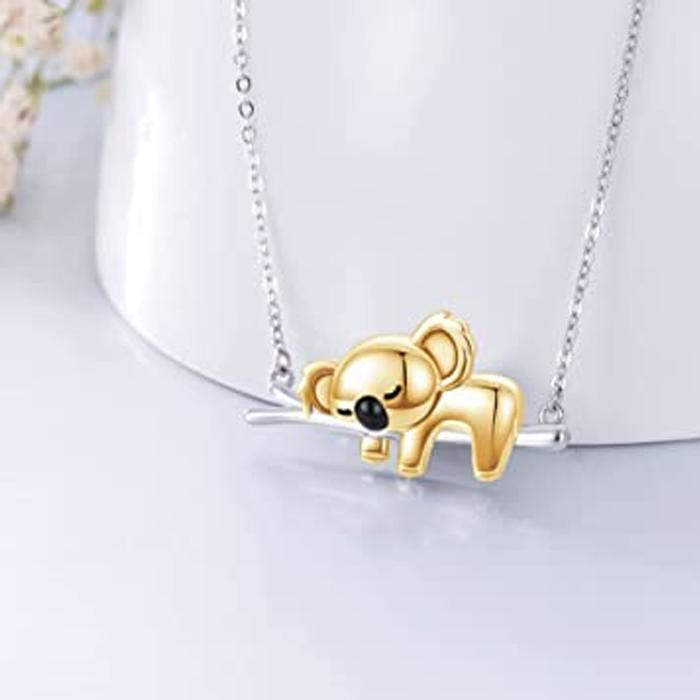 Colgante con Figura de Koala MXKGD-004-5 4Pzas KoalaRama GrisDorado Metal Cadena y Dije, KoalaNeck01