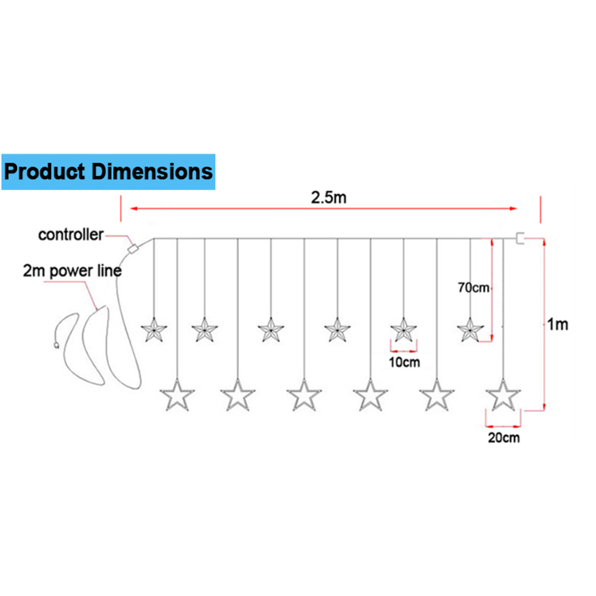 Serie de Luces Navideñas Cascada Estrellas.