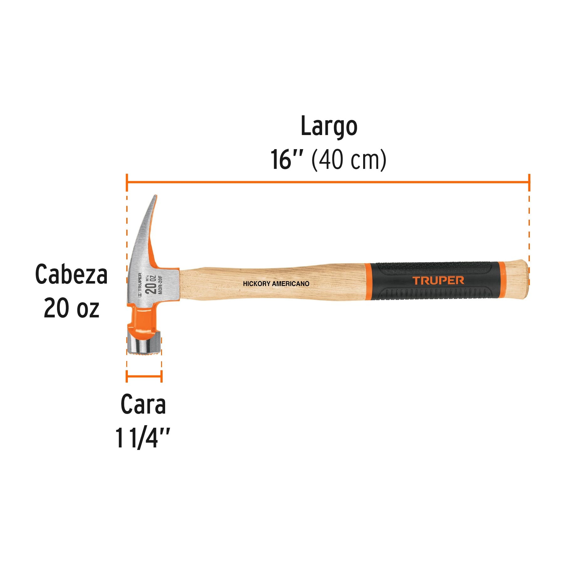 MARTILLO PULIDO 20 OZ UÑA RECTA, BOCA FRESADA, TRUPER GRIP 16663