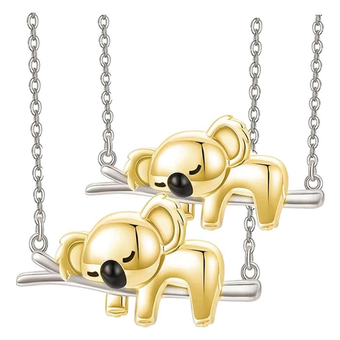Collares de Koalas MXKGD-002-6 2Pzas KoalaRama GrisDorado Metal Cadena y Dije, KoalaNeck01