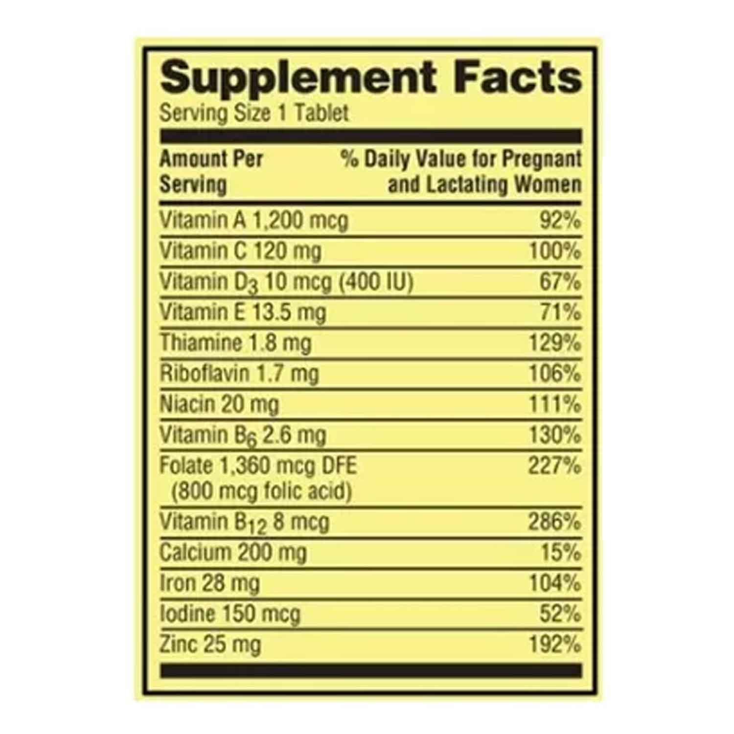 Prenatal Multivitaminico + Acido Folico Spring Valley 100 tabletas