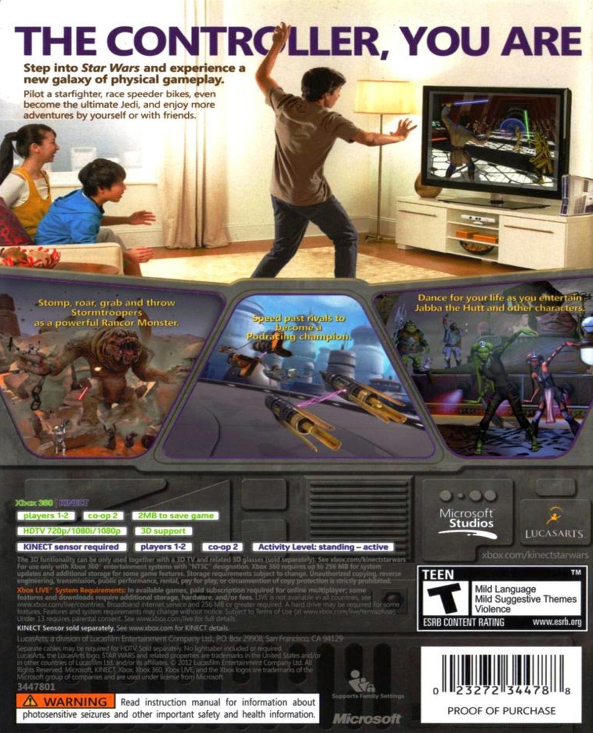 Juego disco Xbox 360 Kinect Star Wars gamer físico consola cartucho