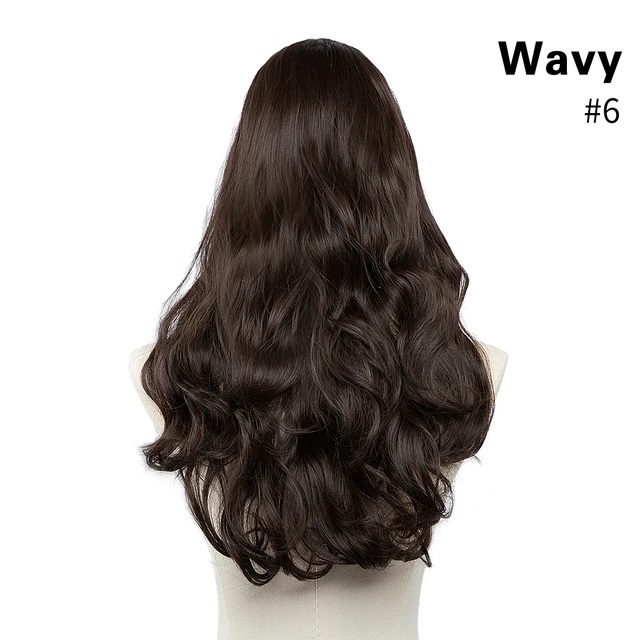 Extensiones De Cabello En U Media Peluca Con Clips Marca SARLA 24" CASTAÑO OBSCURO MEDIO