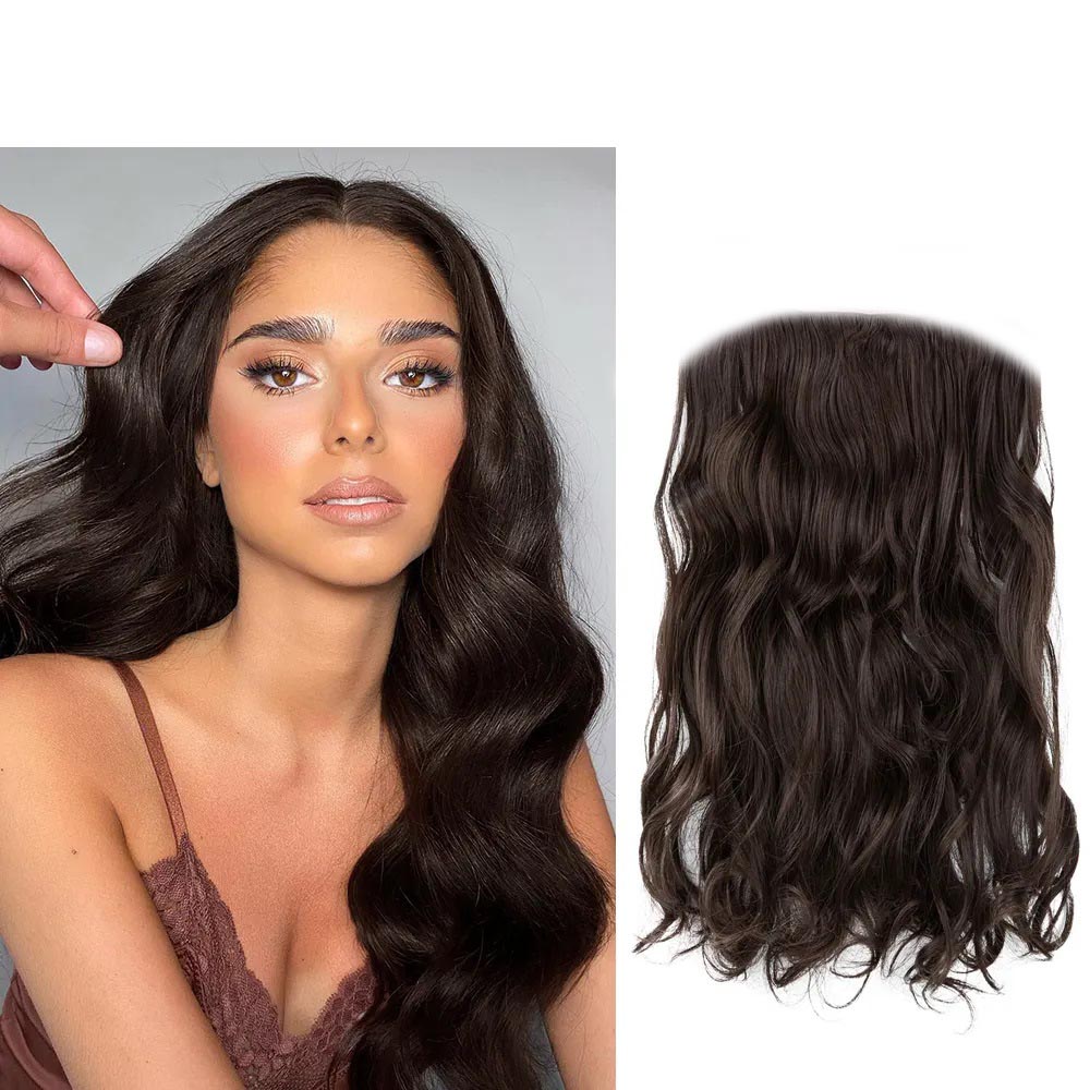 Extensiones De Cabello En U Media Peluca Con Clips Marca SARLA 24" CASTAÑO OBSCURO MEDIO