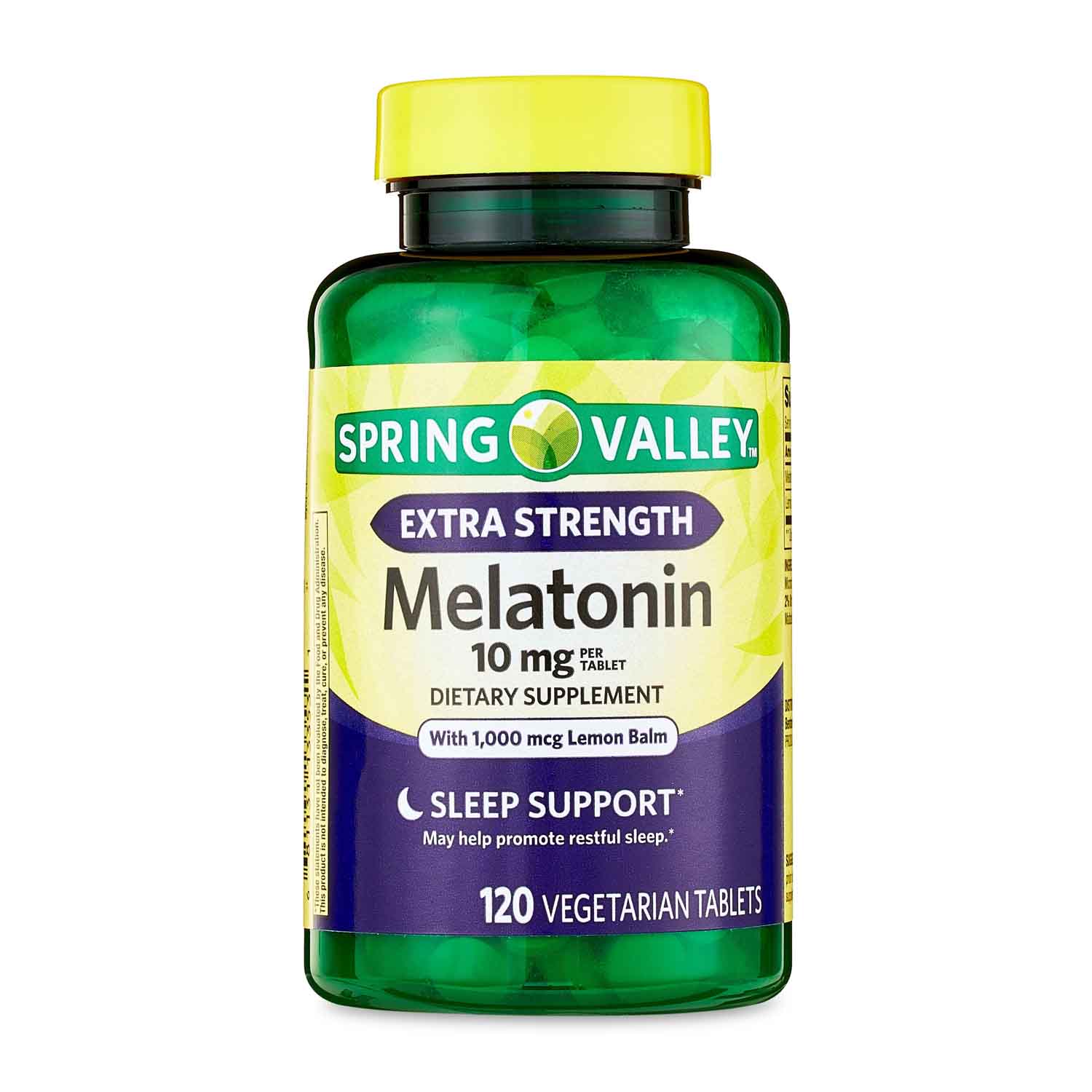 Melatonina 10mg Spring Valley con Balsamo de Limón 1000mcg Extra Fuerza 120 tabletas