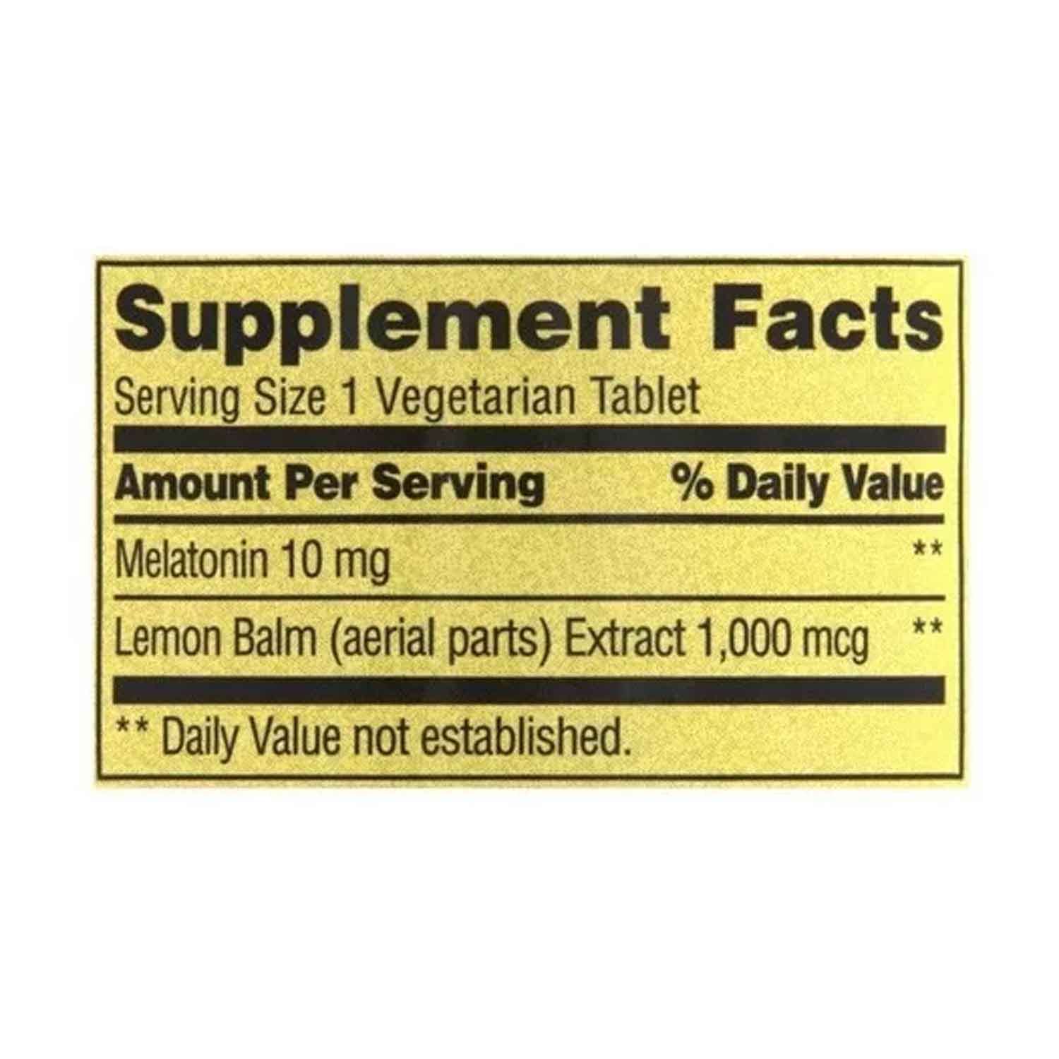 Melatonina 10mg Spring Valley con Balsamo de Limón 1000mcg Extra Fuerza 120 tabletas