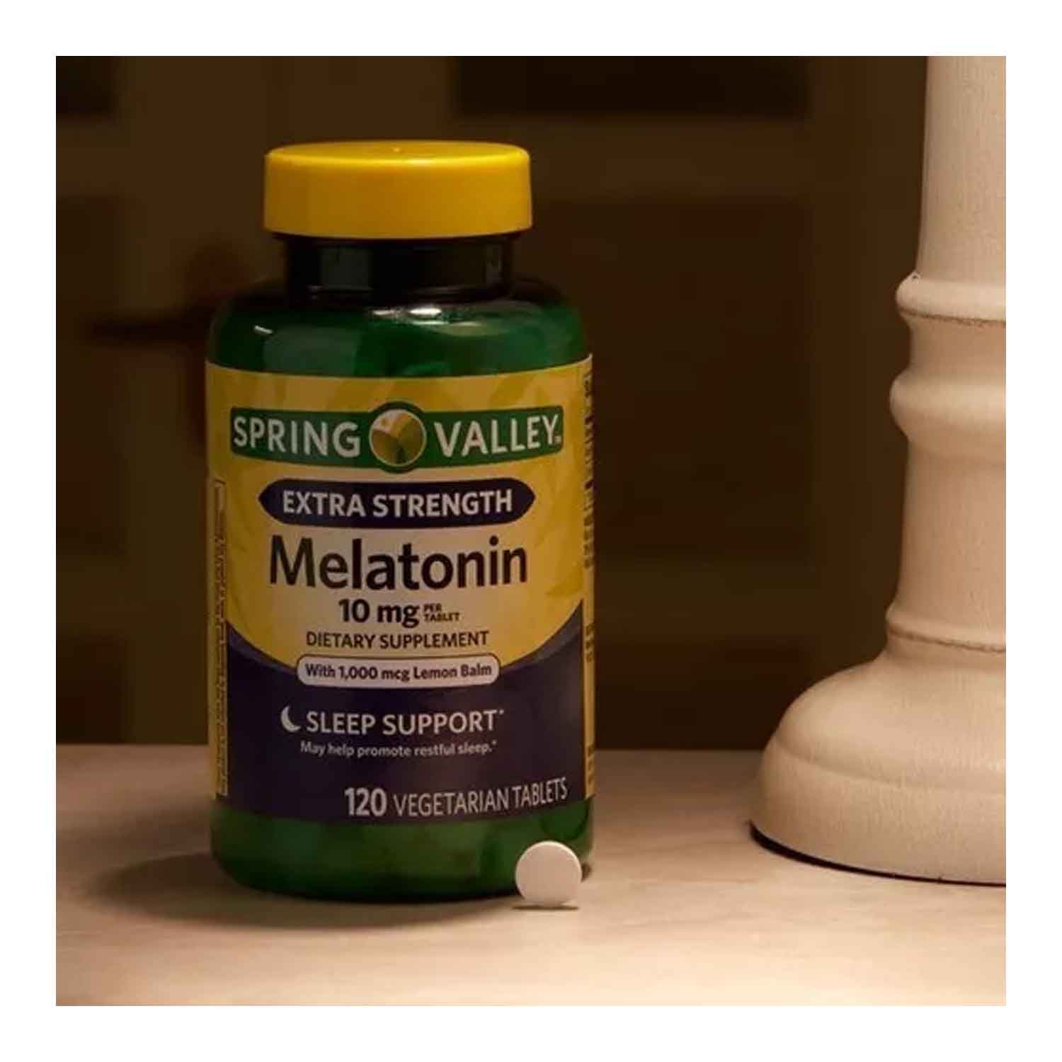 Melatonina 10mg Spring Valley con Balsamo de Limón 1000mcg Extra Fuerza 120 tabletas