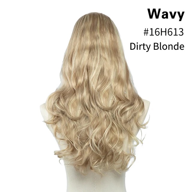 Extensiones De Cabello En U Media Peluca Con Clips Marca SARLA 24" RUBIO CLARO CENIZO RAYOS BEIGE