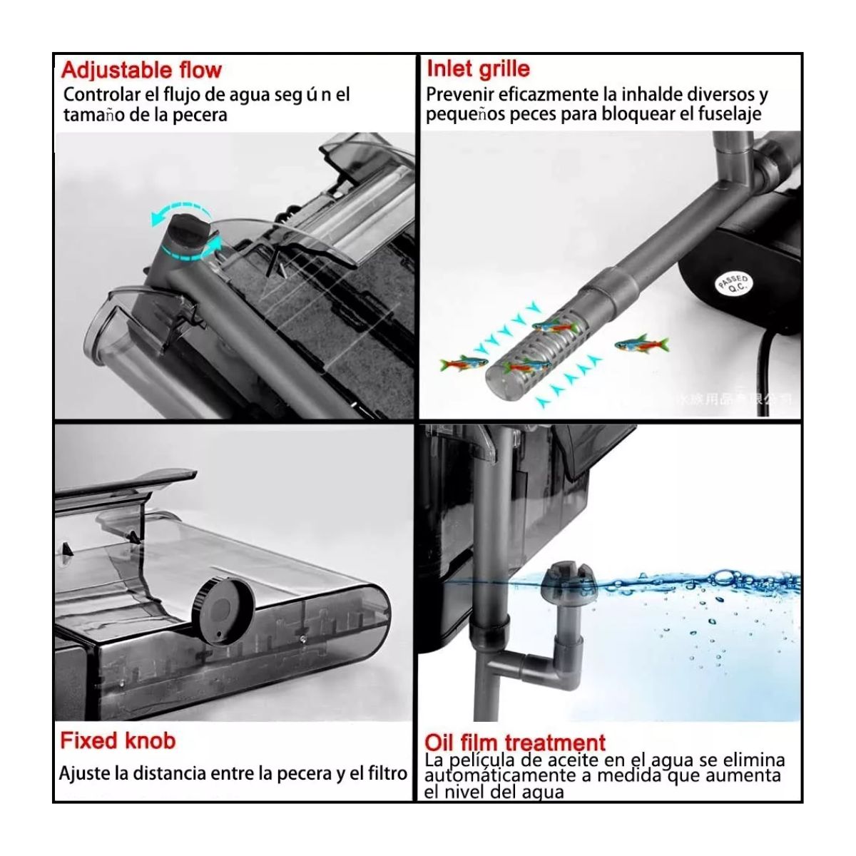 Filtro Compacto En Cascada Para Acuarios, Peceras, De 20 A 5 BLANCO