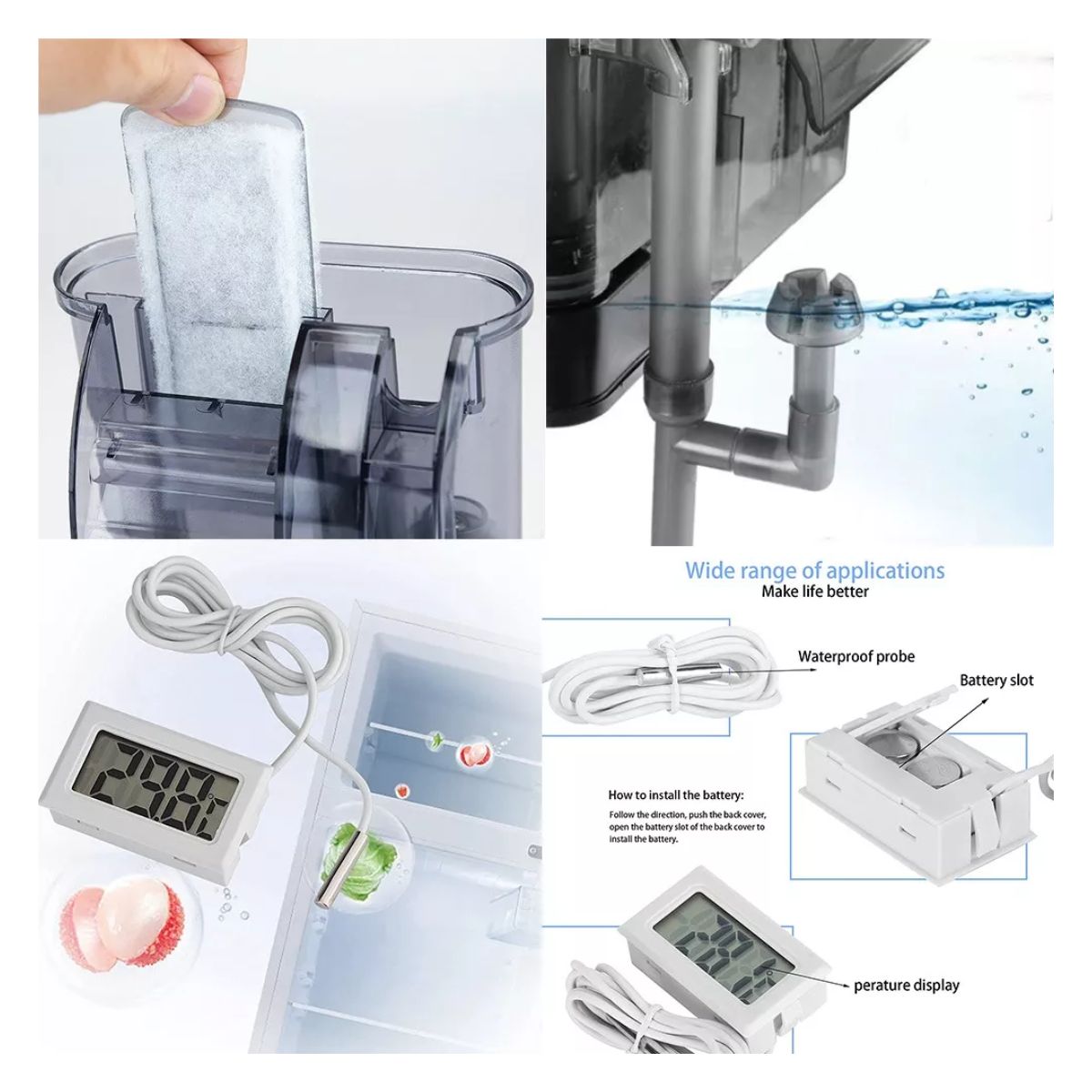 Filtro Compacto En Cascada Para Acuarios, Peceras, De 20 A 5 BLANCO