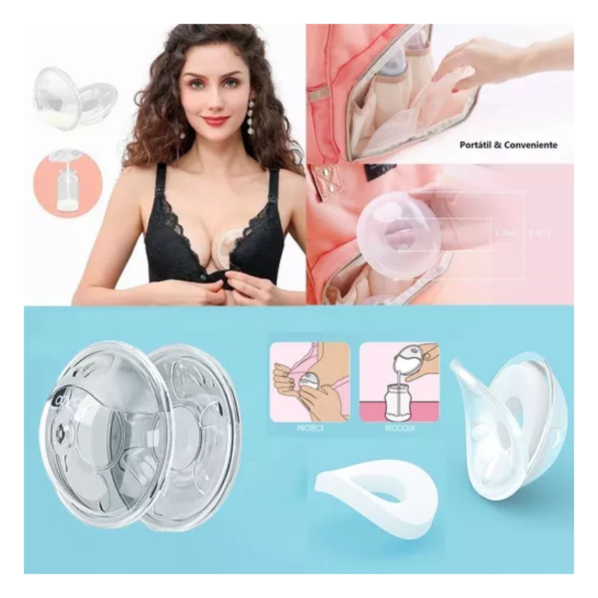 Conchas Recolectoras Leche Materna+pezoneras Lactancia 5pcs 