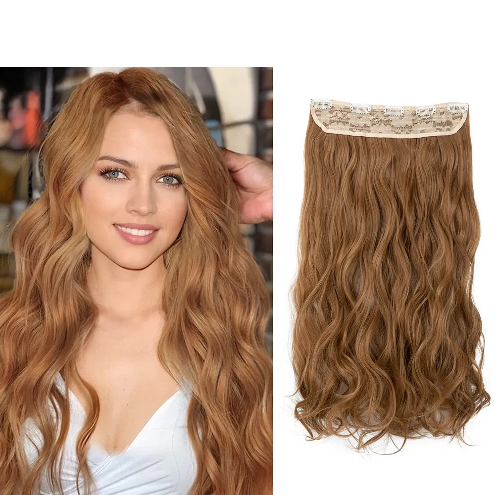 Extensiones De Cabello En U Media Peluca Con Clips Marca SARLA 24" RUBIO DORADO CARAMELO