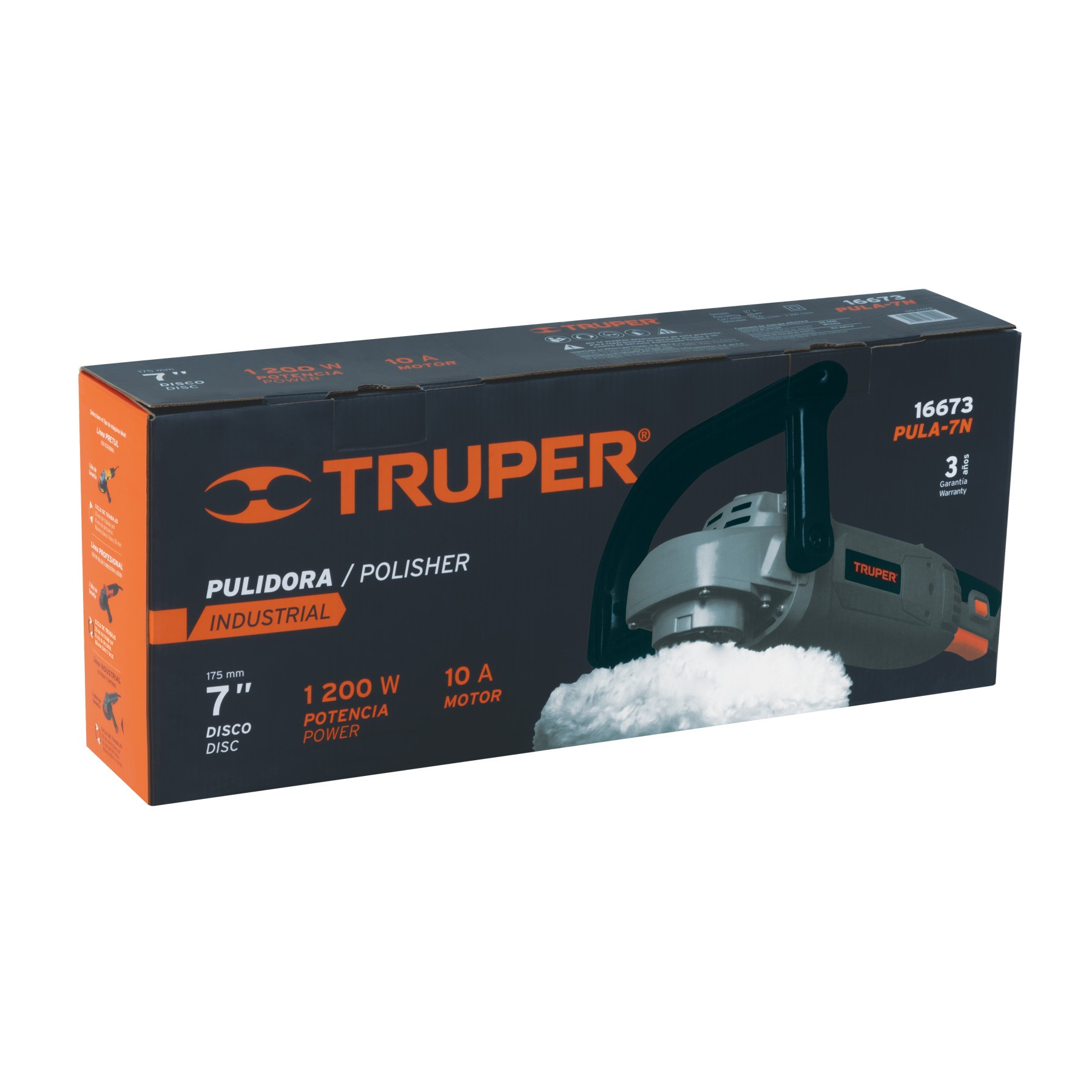 PULIDORA VELOCIDAD VARIABLE 7", 1200 W, INDUSTRIAL, TRUPER 16673