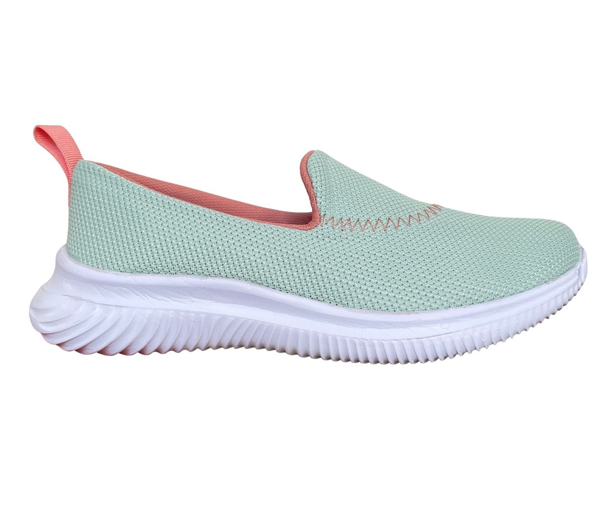 Tenis sin agujetas slip-on para mujer, color verde, calzado de descanso ergonomico