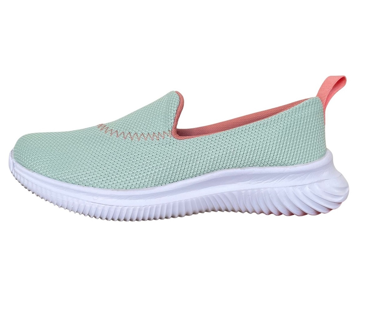 Tenis sin agujetas slip-on para mujer, color verde, calzado de descanso ergonomico