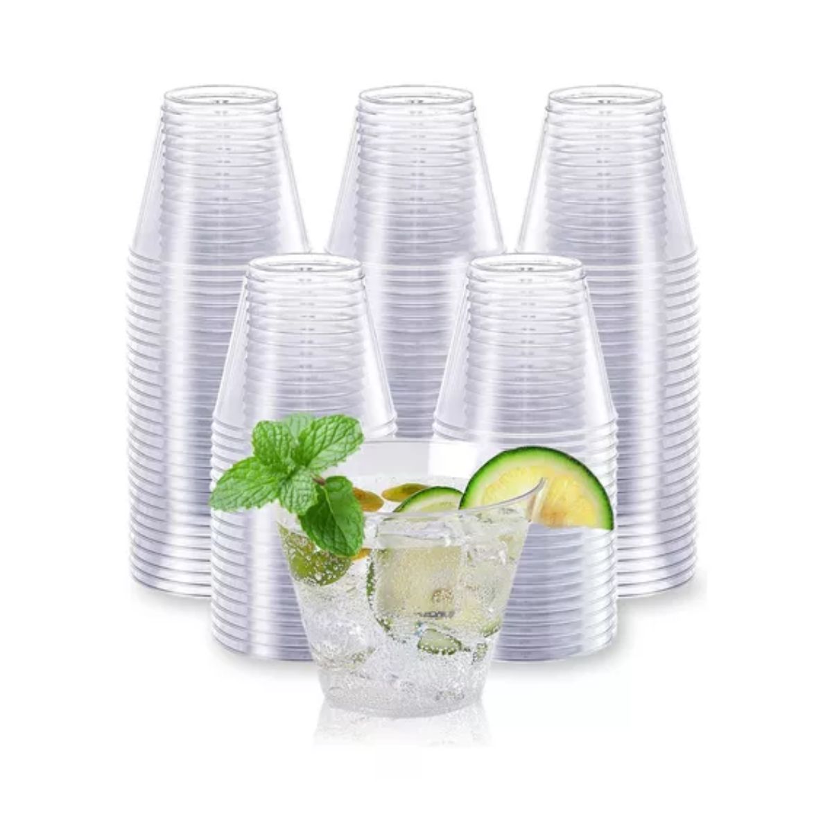 100 Vasos Desechables De Plástico Tipo Cristal TRANSPARENTE
