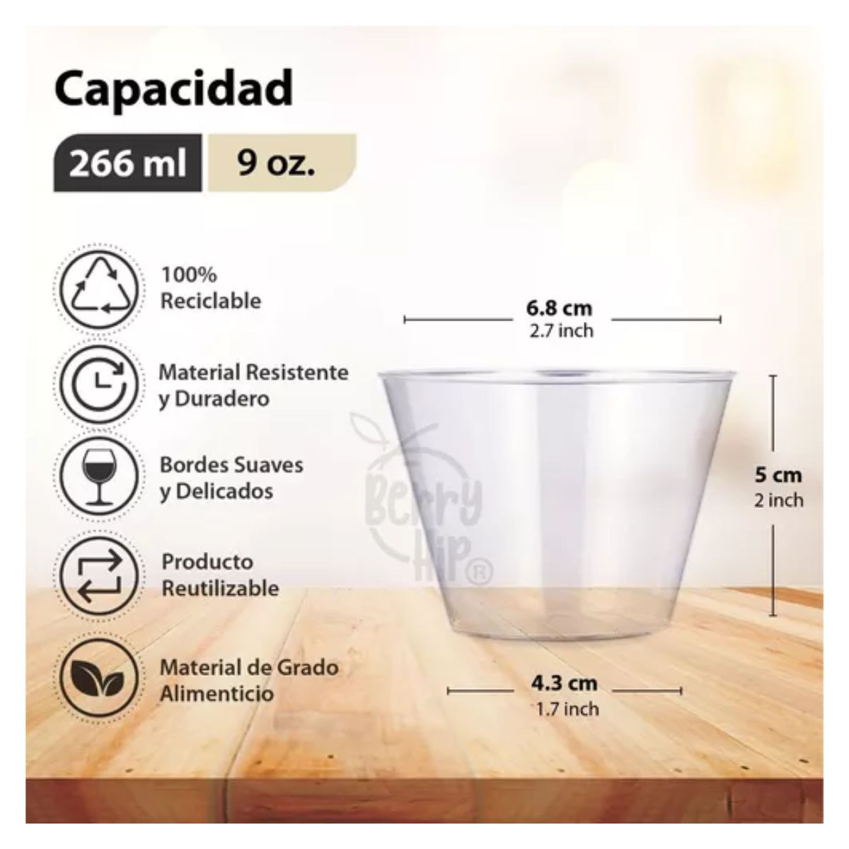100 Vasos Desechables De Plástico Tipo Cristal TRANSPARENTE