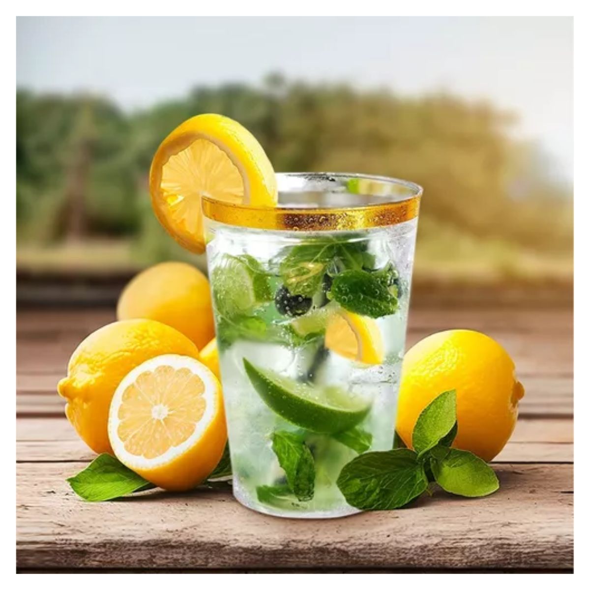 100 Vasos Elegantes Desechables De Plástico 12 Oz De Fiesta DORADO/TRANSPARENTE 