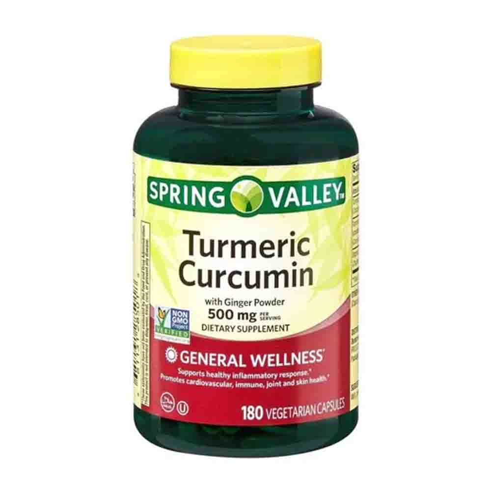 Turmeric Curcuma 1500 mg Spring Valley + Ginger Powder con 90 capsulas 