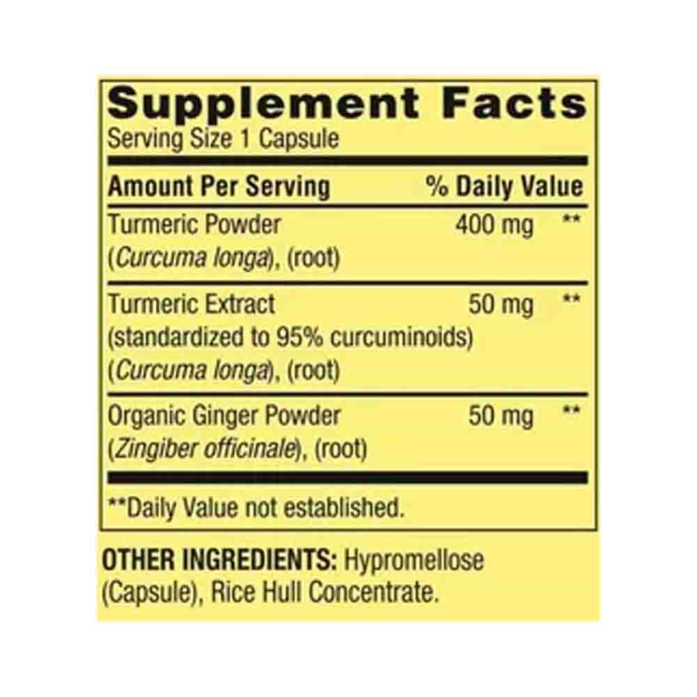 Turmeric Curcuma 1500 mg Spring Valley + Ginger Powder con 90 capsulas 