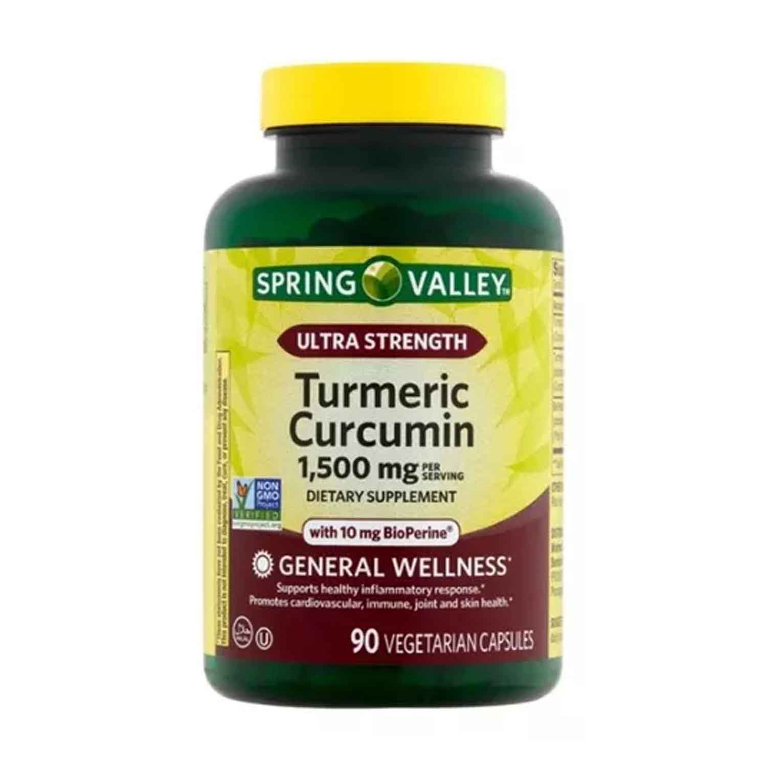 Turmeric Curcuma 1500 mg Spring Valley + Ginger Powder con 90 capsulas 