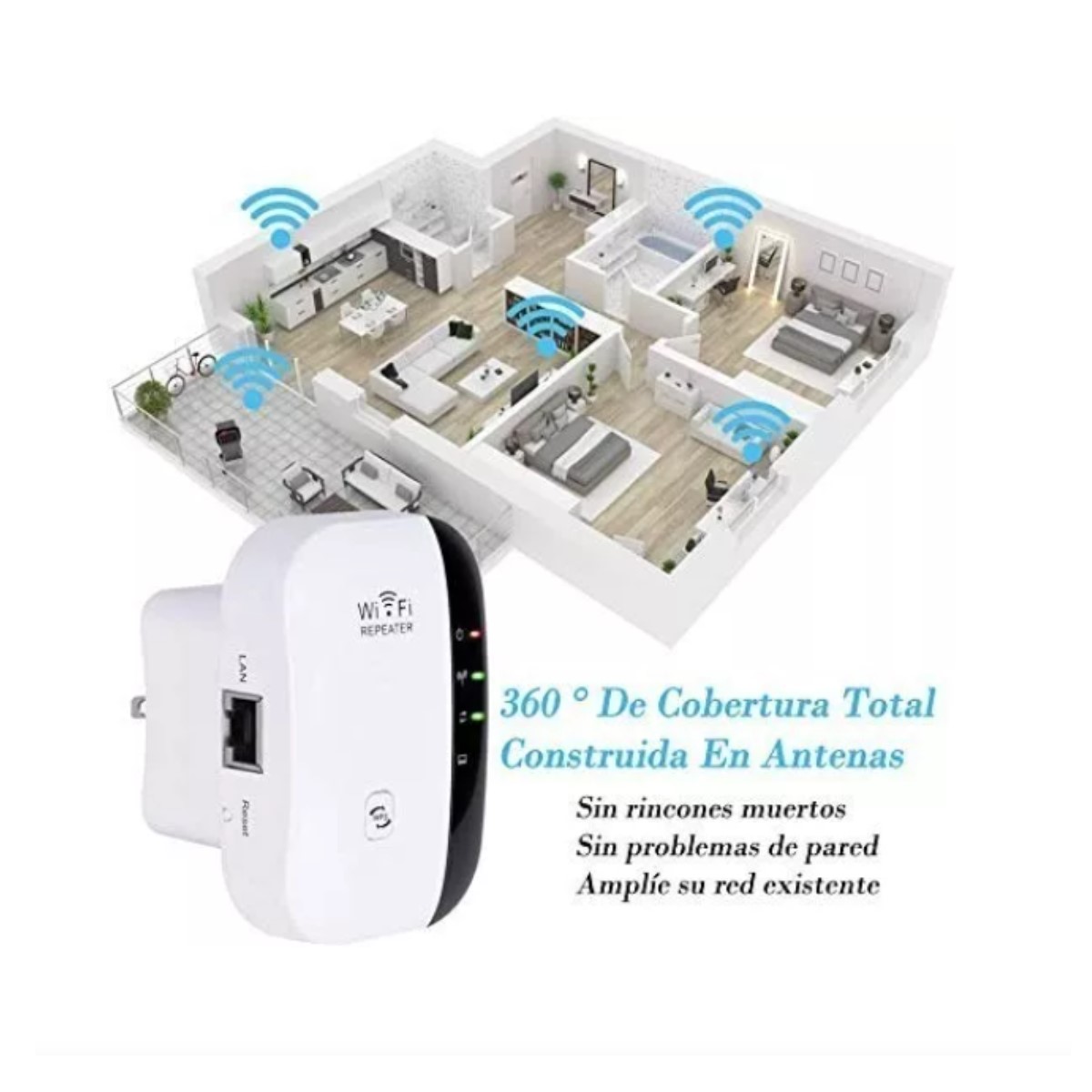 Repetidor Y Amplificador De Señal Wifi 300mbps Inalámbrico Extensor RJ45 rompe muros internet casa