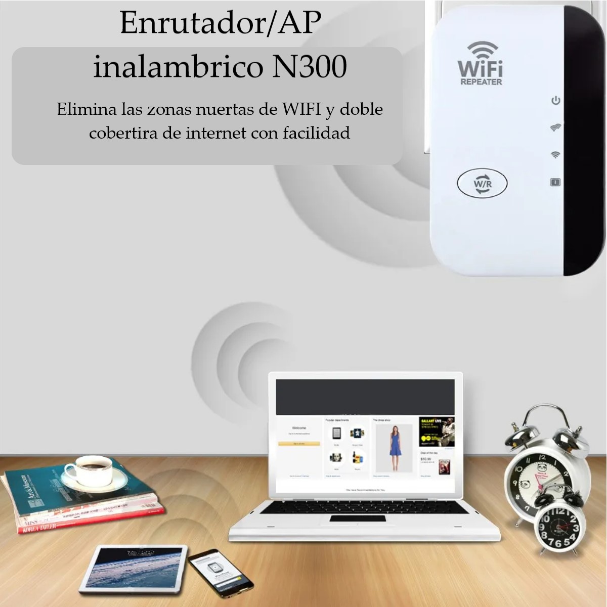 Repetidor Y Amplificador De Señal Wifi 300mbps Inalámbrico Extensor RJ45 rompe muros internet casa