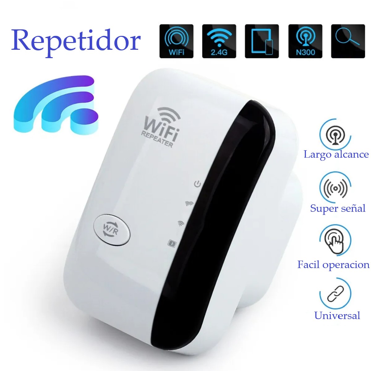 Repetidor Y Amplificador De Señal Wifi 300mbps Inalámbrico Extensor RJ45 rompe muros internet casa