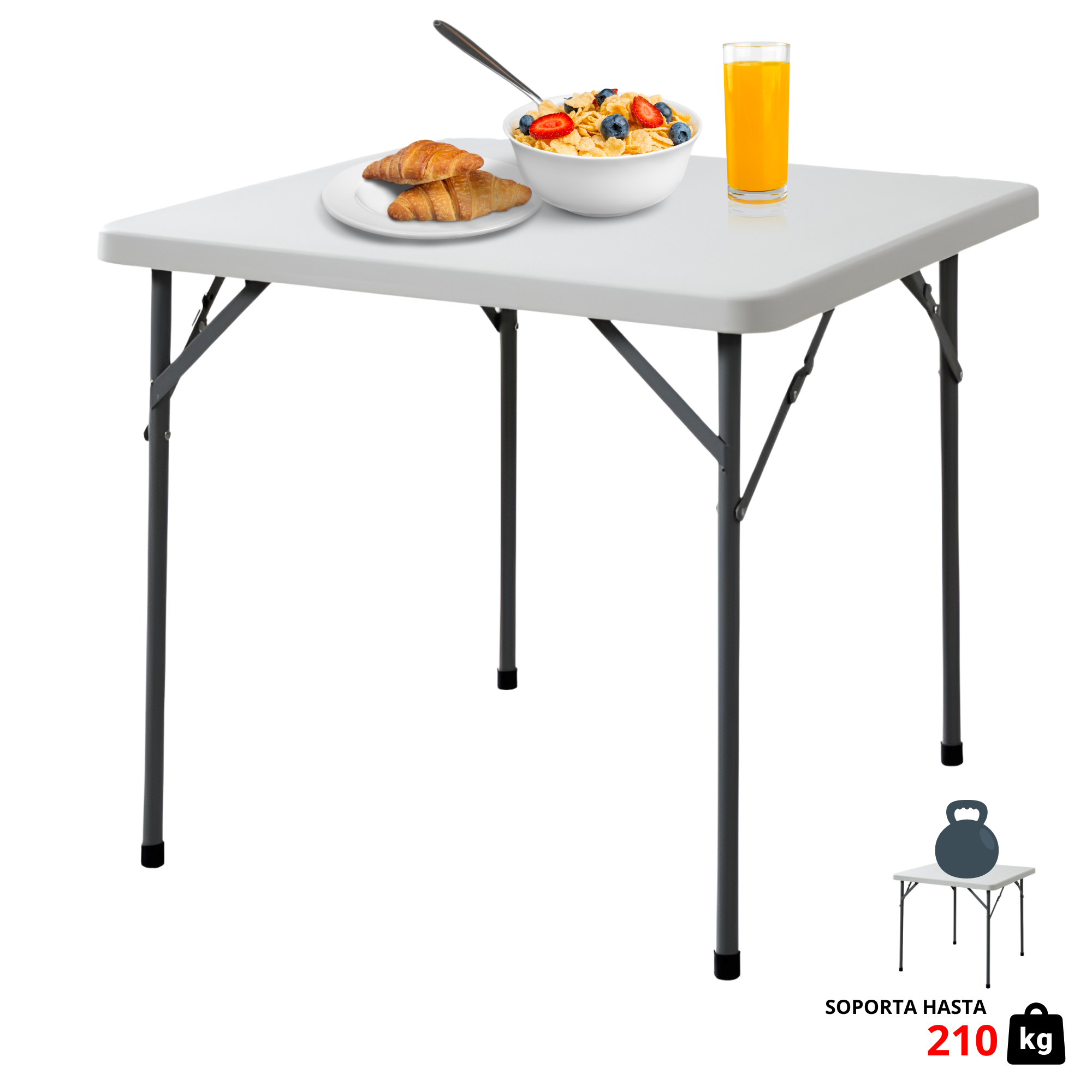 MESA DE PLASTICO CUADRADA PLEGABLE ECOMLAB HP-84F JARDIN