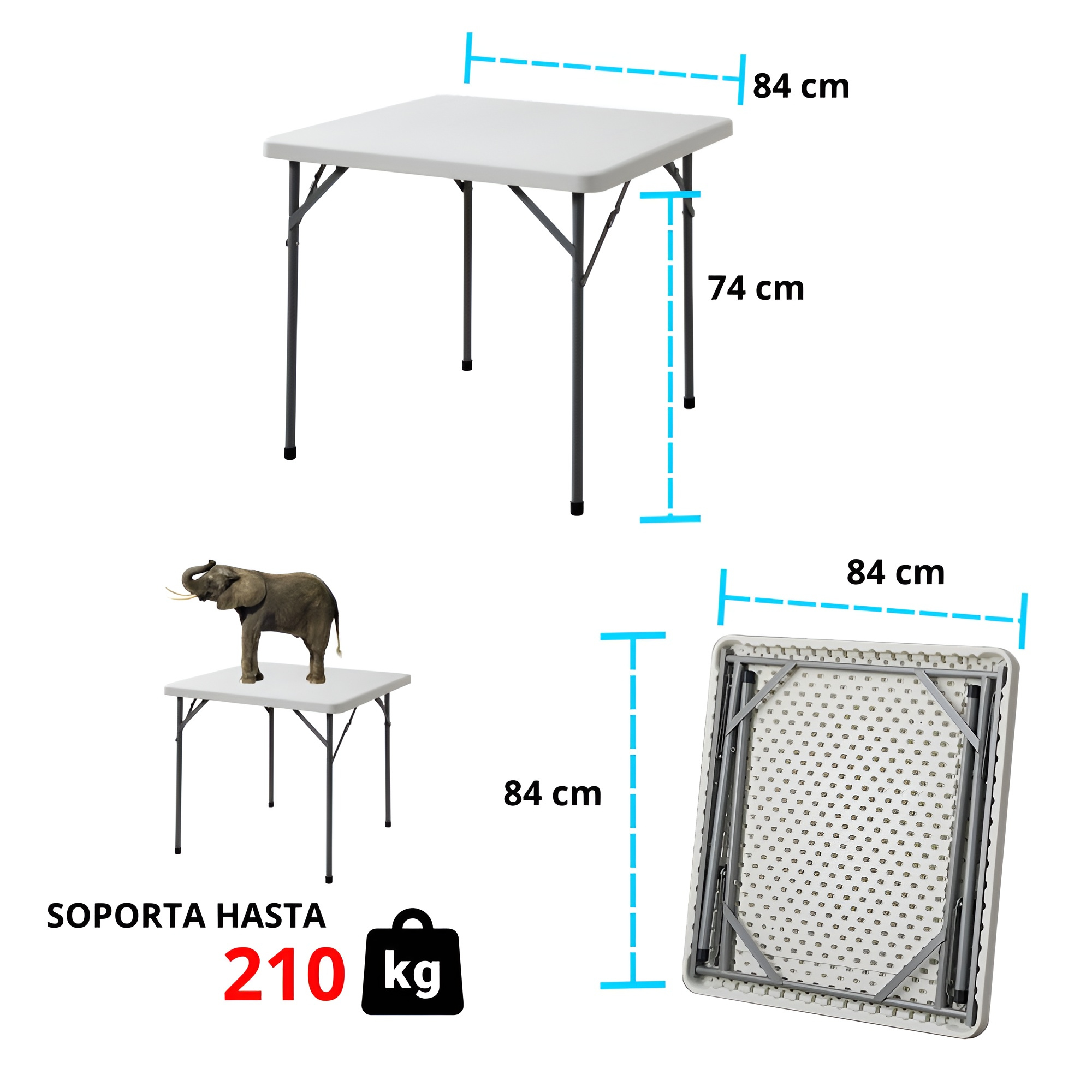 MESA DE PLASTICO CUADRADA PLEGABLE ECOMLAB HP-84F JARDIN
