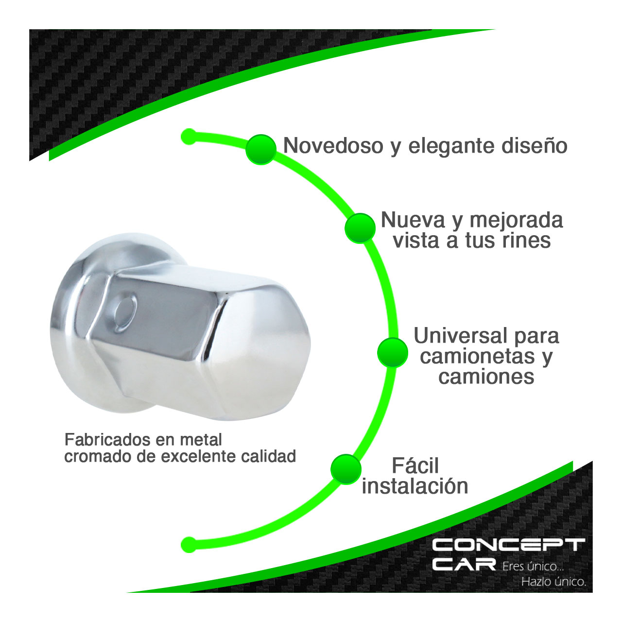 20 Capuchon Cubre Tuerca Camion Trailer Metalico Cromo 33mm