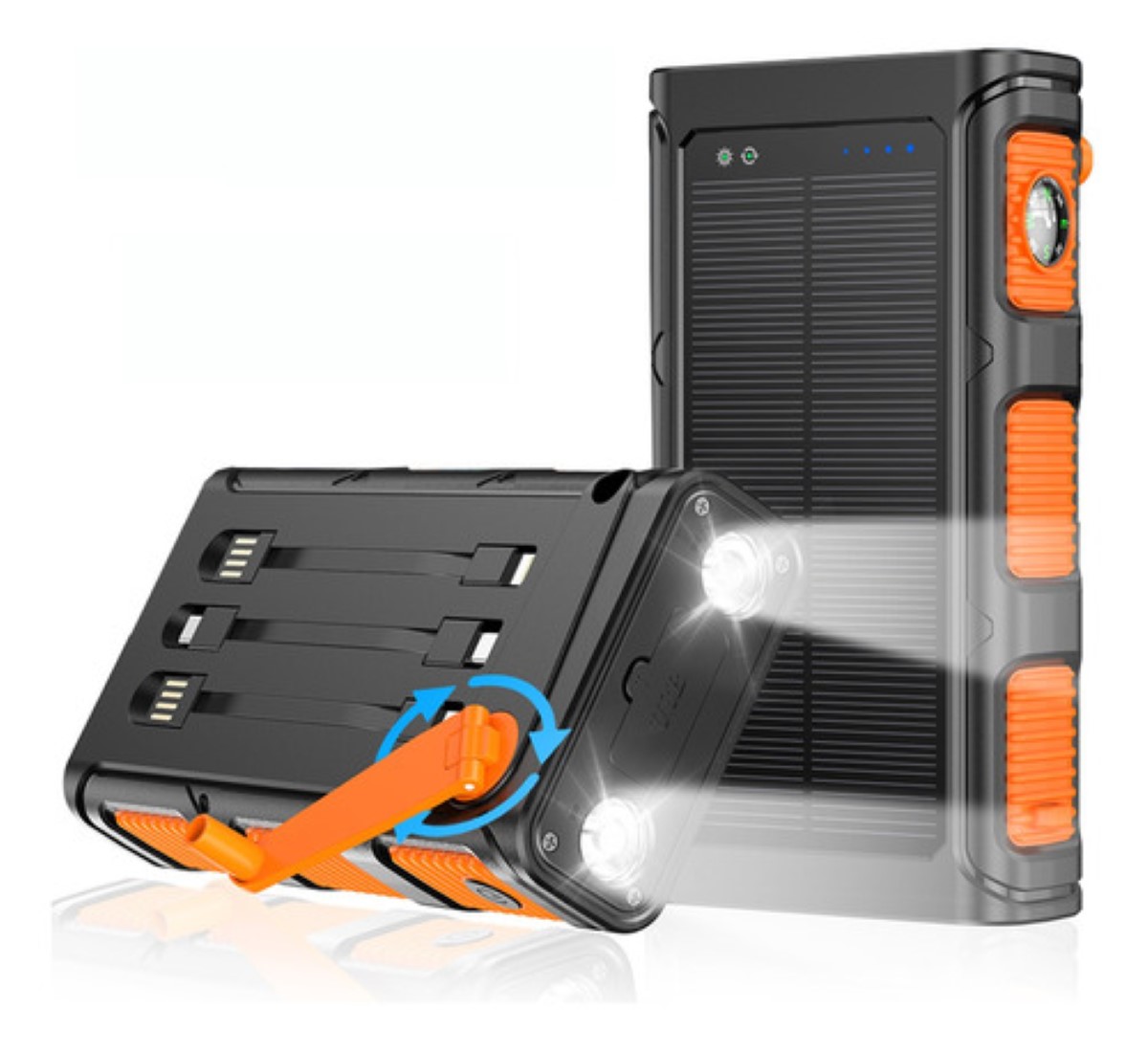 Cargador Solar Powerbank 36000mah Banco De Energía Solar NEGRO/NARANJA