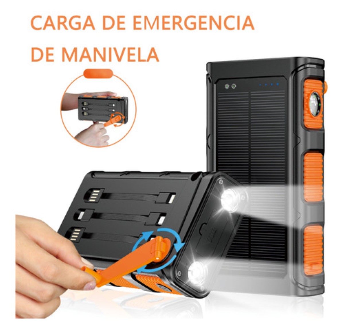 Cargador Solar Powerbank 36000mah Banco De Energía Solar NEGRO/NARANJA