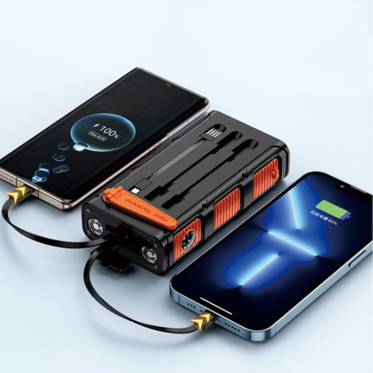 Cargador Solar Powerbank 36000mah Banco De Energía Solar NEGRO/NARANJA